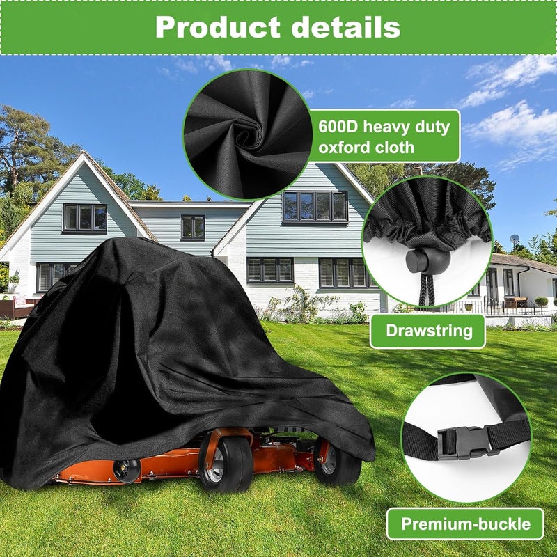 bruwaa Zero Turn Mower Cover, 600D Heavy Duty Universal Fit Lawn Mower Covers, Waterproof, UV, Dust and Wind-Resistant for Outdoor Protection - Image 5